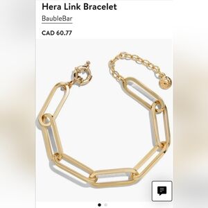 Paperclip Bracelet BaubleBar Hera Links Goldtone
